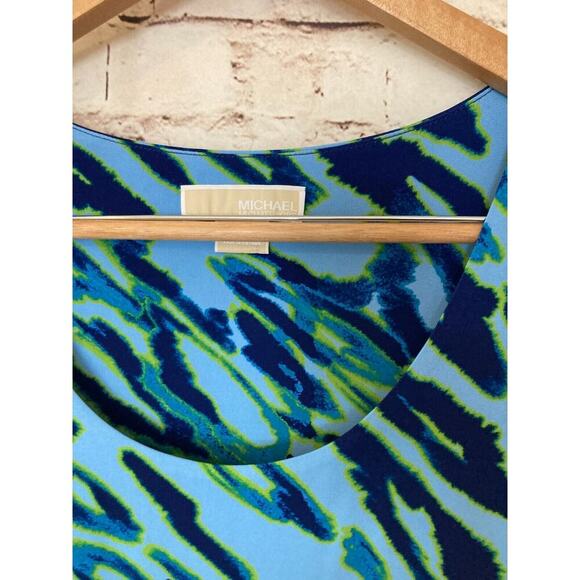 Michael Kors Dress Womens Large Turquoise Animal Print A Line Pockets Stretch - Picture 6 of 13